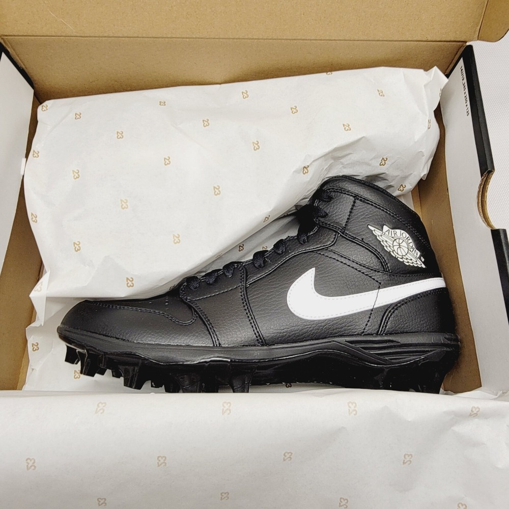 Jordan 1‎ Mid TD Football Cleats Mens 10 Black White FJ6805-001 Athletic Shoes - Picture 9 of 9